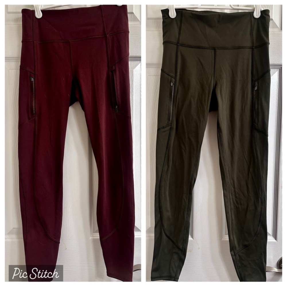 Athleta Burgundy and Olive Leggings